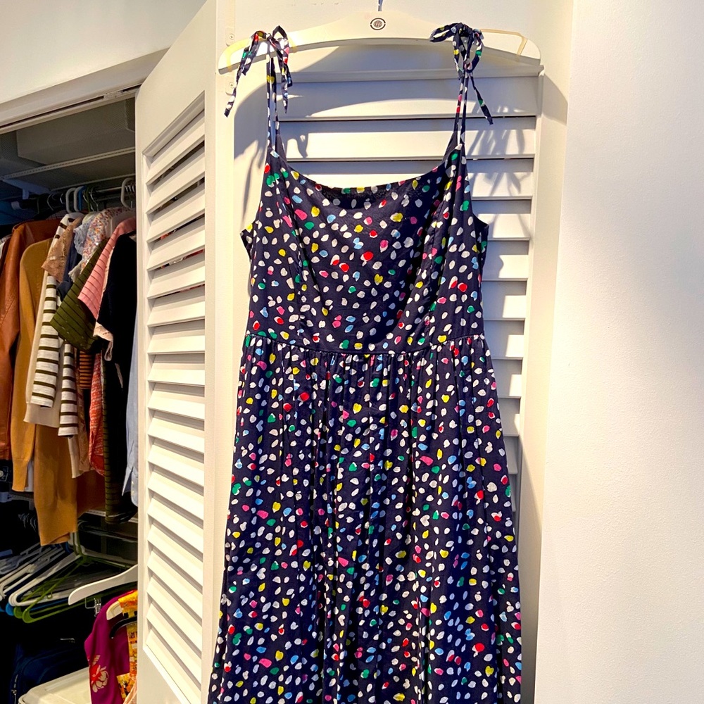J.Crew cotton midi dress with dot print